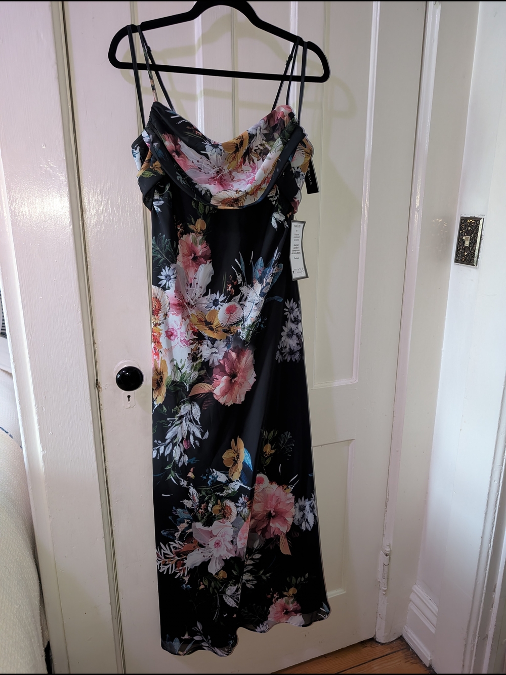 NWT Black Floral Cowl Neck Slip Dress 6P